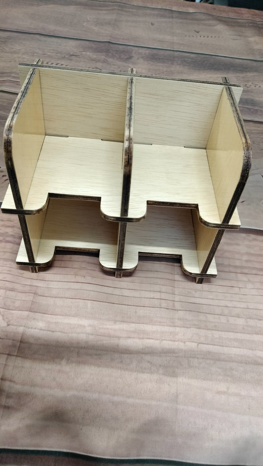 Wooden card deck holders; Raw timber, gloss varnish