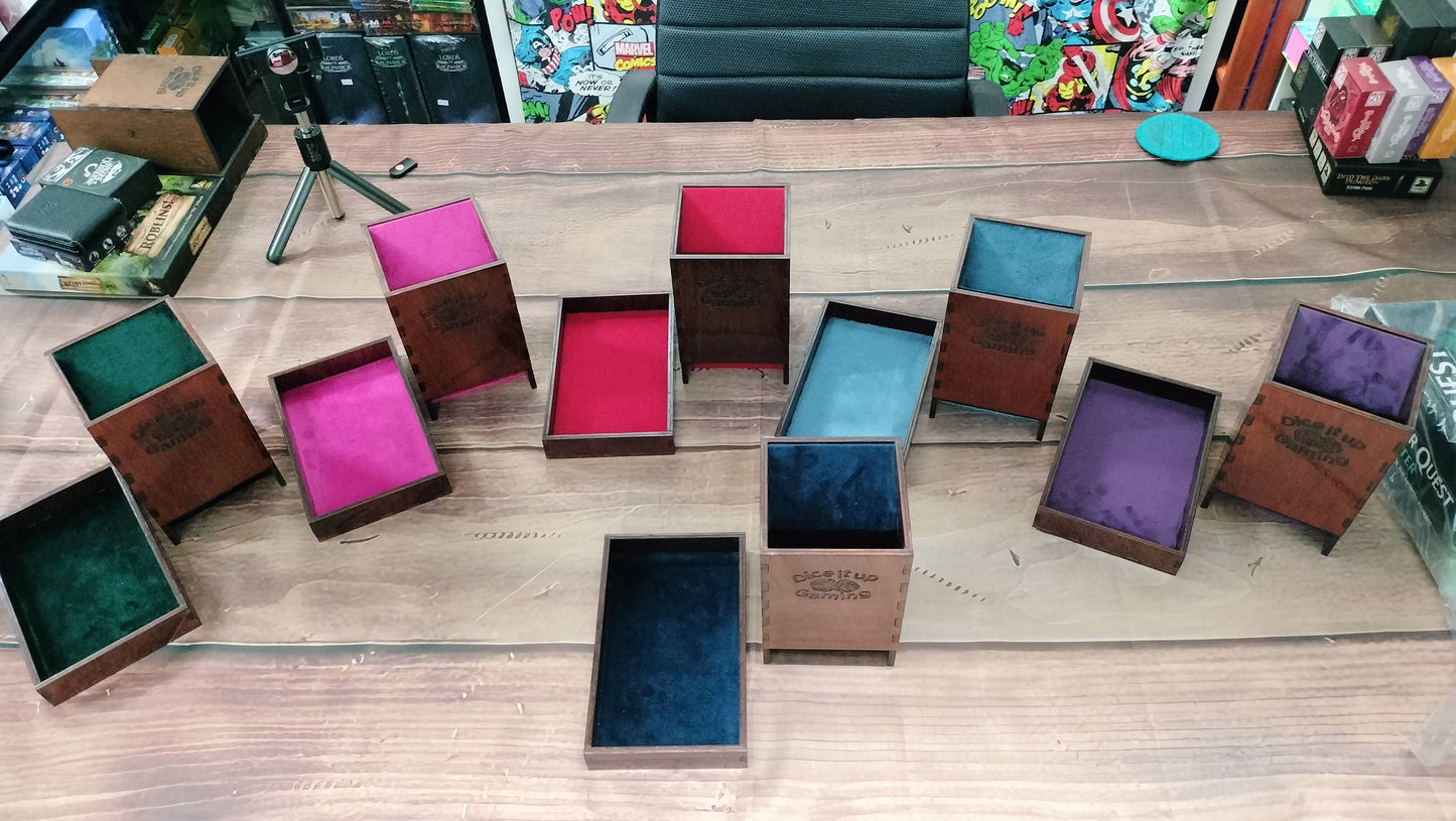 Wooden large Dice Tower; Jarrah stained and hand made by Dice it up Gaming