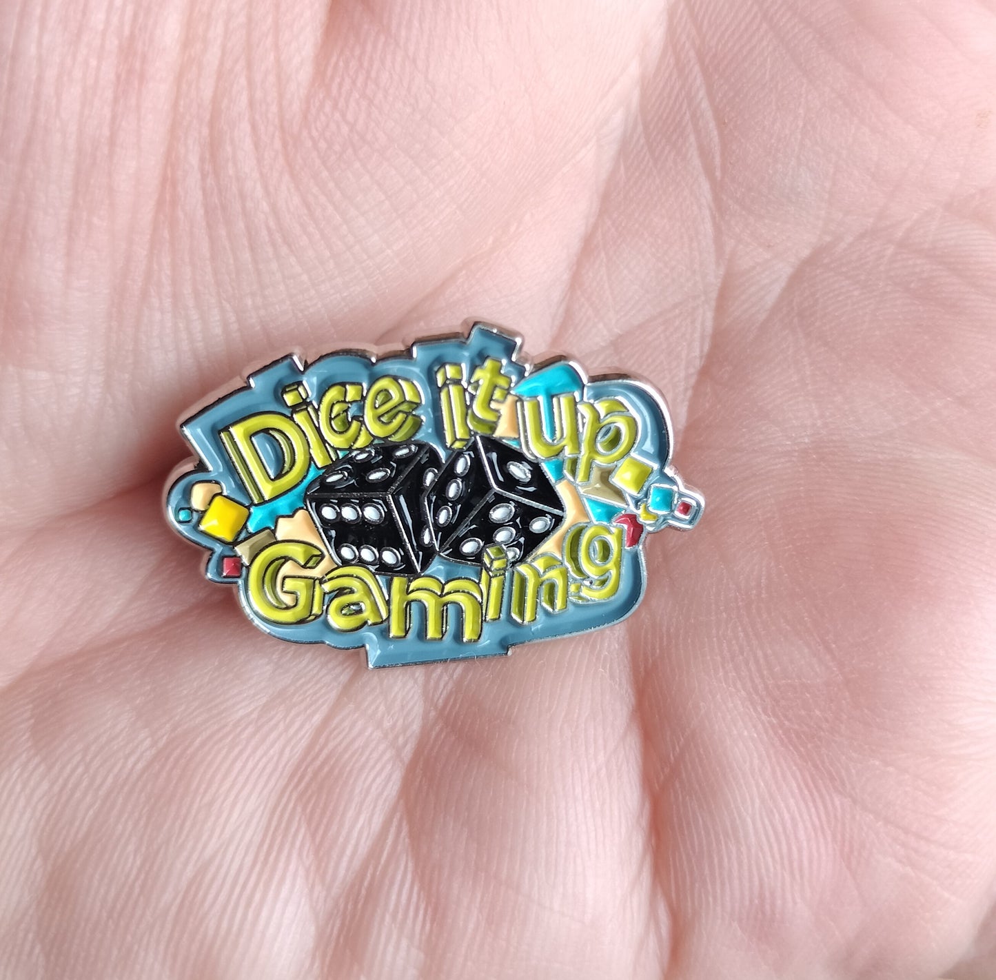 Dice It Up Gaming Enamel Pin.
