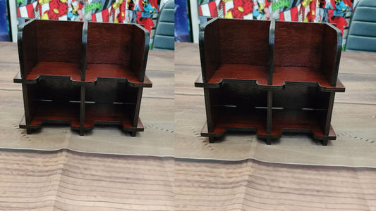 Jarrah wooden deck holders; stained and gloss varnish